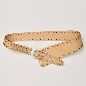 Free People Jagger Hip Belt S/M Wheat Fields Leather Studded Tan Neutral Boho